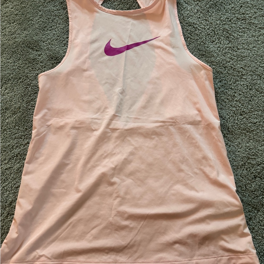 Nike Light Pink Athletic Tank with Purple Swoosh